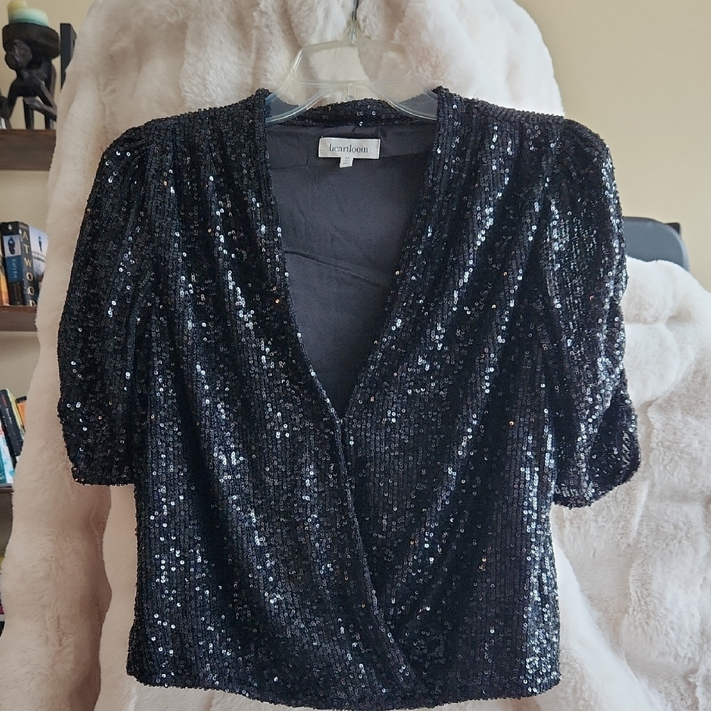 Nordstrom Black Sequin Women's Top